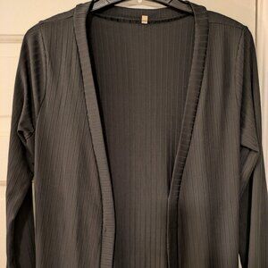 gothic long black ribbed duster - M